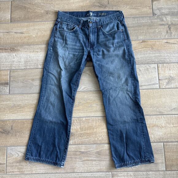 7 For All Mankind Womens Size 32 Jeans Bootcut 100% Cotton Medium Wash Wide Leg - Picture 1 of 16